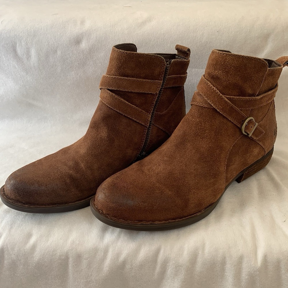 BORN FAYWOOD RUST -Tobacco Distressed Oil Rub SUEDE Ankle Boot SZ- 8.5M Brown - Picture 3 of 16